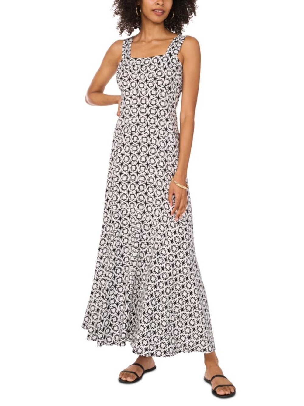 Vince Camuto Black and White Printed Maxi Dress XL NWOT